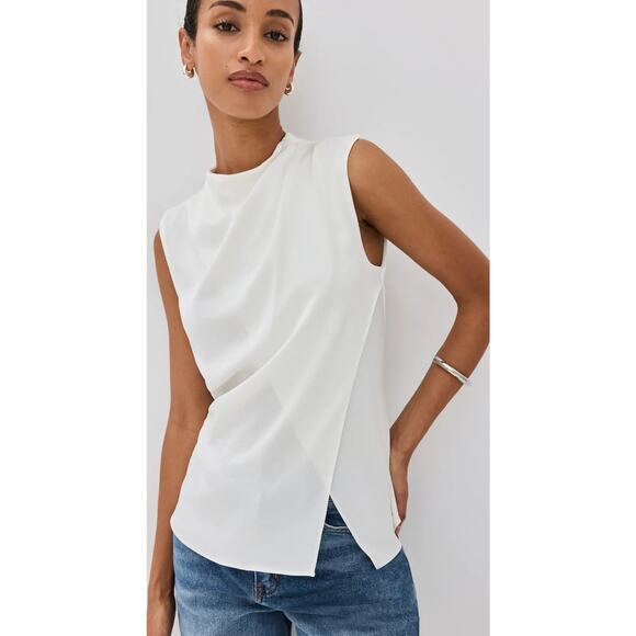 ALC Amira Sleeveless Draped Top in Off White 4 - Picture 1 of 8
